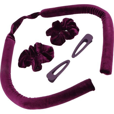 Rouleau de coiffure en éponge pour dormir, bandeau fer à friser pelucheux pour la maison, outil de coiffure pour grandes ondulations, violet (1/5)