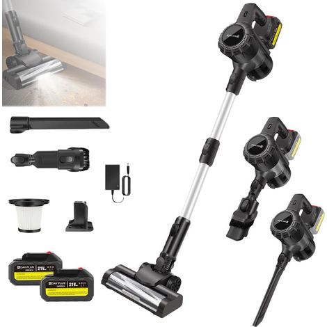 Aspirateur sans fil 500W 45000Pa, avec éclairage, tête de brosse anti-enroulement, ultra silencieux, peut se tenir debout indépendamment, convient aux poils d'animaux, aux tapis et aux sols durs (y co