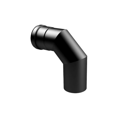 Coude courbe' pour poeles a' pellets en acier Fe noir 90o   8 cm e'paisseur 1,2 mm pour usage inte'rieur