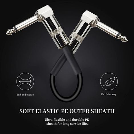 Câble pour guitare électrique - - 15 cm - Tête carrée argentée - Structure à 5 couches - Faible bruit (1/5)