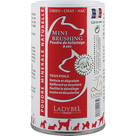 Poudre de toilettage pour chat 120g – Shampooing sec et conditionneur – Démêlage facile et nettoyage sans eau – 100% naturel – Chadog