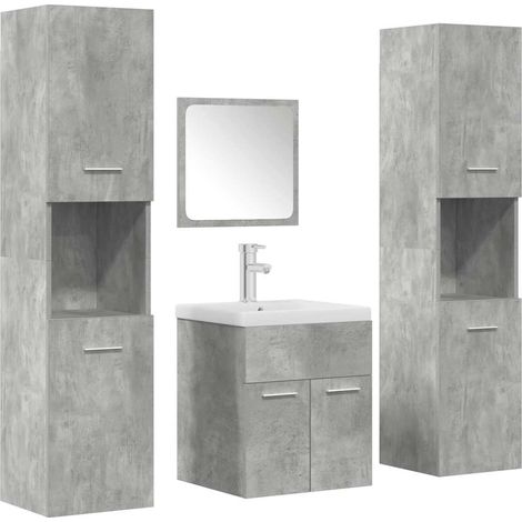 vidaXL Set Mobili da Bagno 5 pz Grigio Cemento in Legno (1/5)