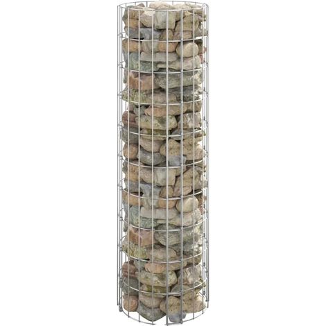 Gabion-Säule, verzinkter Stahl, langlebiges Design, Silber (1/2)