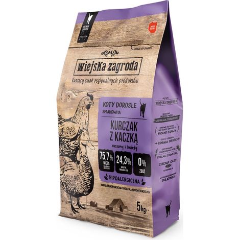 Wiejska Zagroda cibo secco per gatti Pollo e anatra 5kg