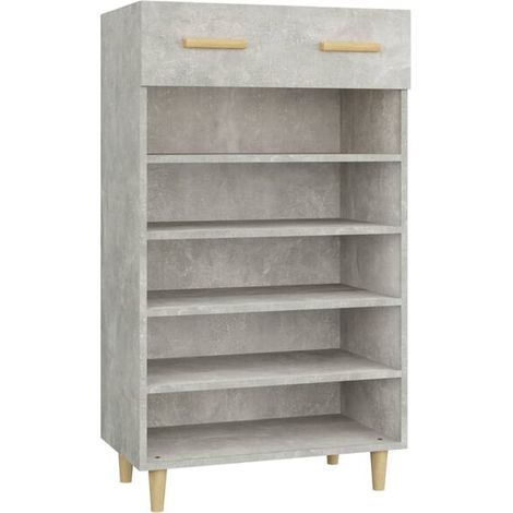 Meuble à chaussures, gris ciment, 60x35x105 cm, bois d'ingénierie. (1/5)
