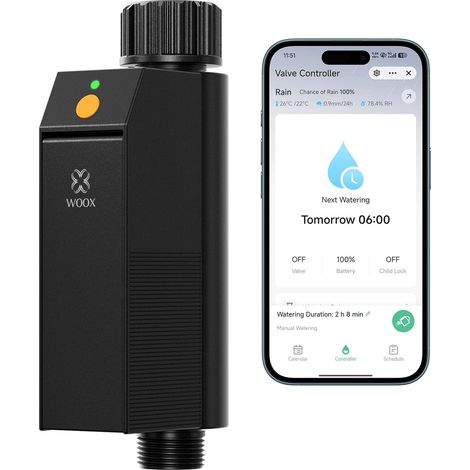 Temporizador de riego inteligente WiFi, no requiere concentrador, controlador de riego de 2,4 GHz, control por aplicación/voz, temporizador de riego automático impermeable IP65 con retardo por lluvia (1/5)
