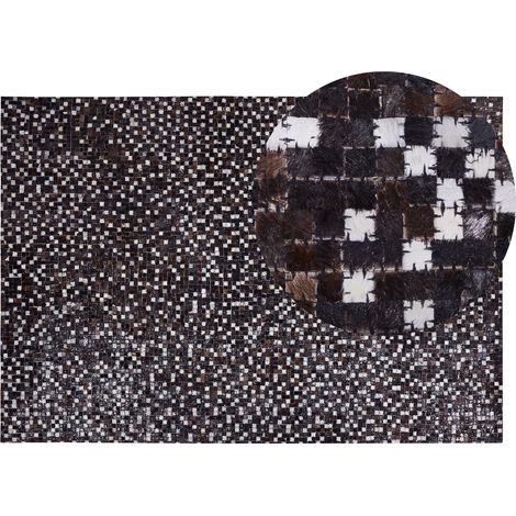 Alfombra de piel marrón y plata 140 x 200 cm estilo rústico patchwork Akkese
