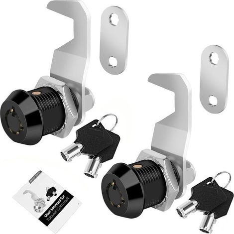 Serrure à came tubulaire 2 pièces – 5/8 pouces noir – Pour boîte à outils, armoire, meuble RV – Clé incluse (1/5)