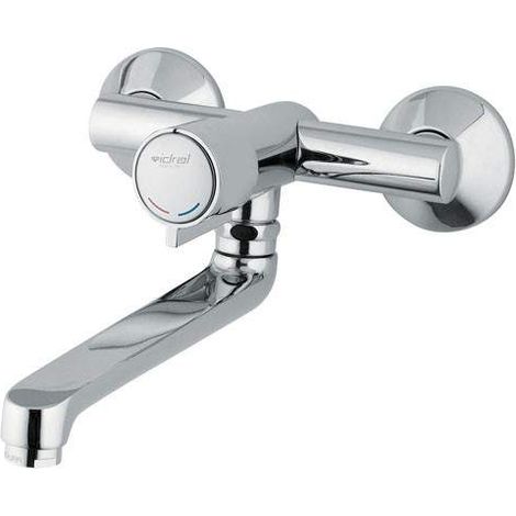 Mitigeur lavabo / évier mural avec bouton poussoir Idral Minimal 08135 - 08135-140 140mm