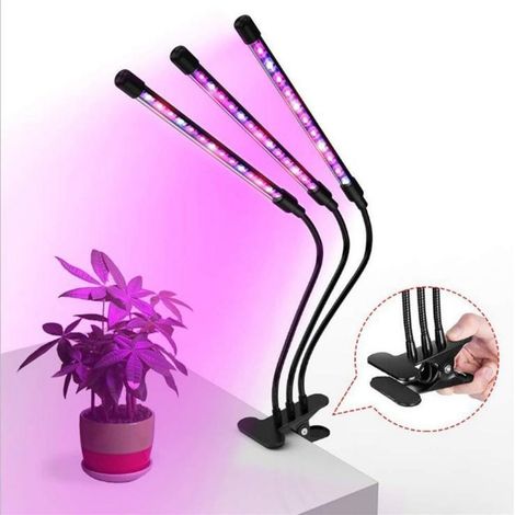 Wachstumslampe für Innenräume – Vollspektrum LED-Beleuchtung (rot + blau), mit verstellbarem Clip, integrierter Zeitschaltung und USB-Stromversorgung – Ideal für Topfpflanzen, Sukkulenten und Setzling