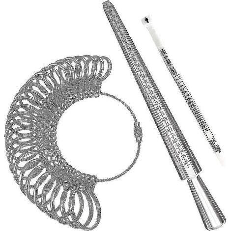 Outil de mesure pour bagues, mandrin à bagues en aluminium et jauges pour doigts (1/5)