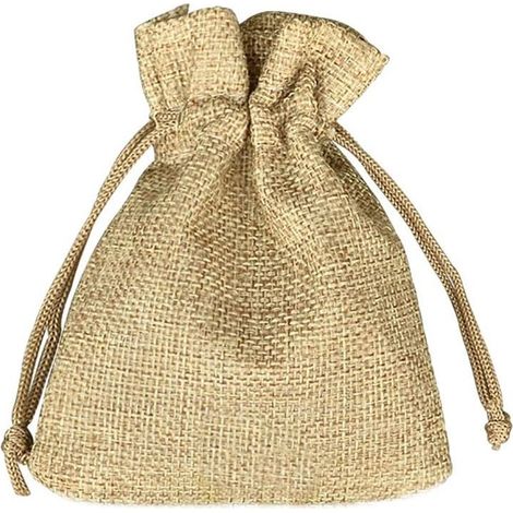100Pcs Sachets en Jute 7x9cm, Sacs-Cadeaux Réutilisable, Toile de Jute Pochettes avec Cordon de Serrage pour Bijoux Cadeau Fête Anniversaire Noël Mariage DIY - Kaki (1/5)
