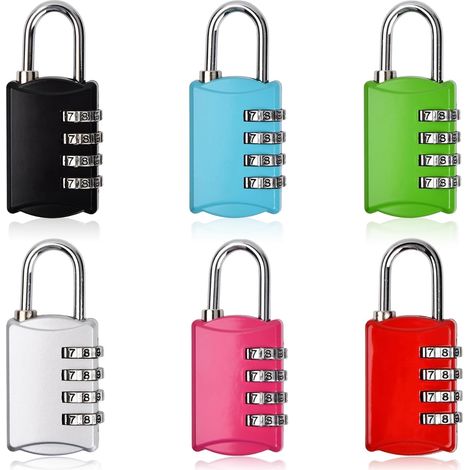 Cadenas 4 chiffres 6 Pièces Petit Cadenas à Code Cadena a Code Serrure Combinée pour Casier Porte de Cave Porte de Jardin Garage (1/5)