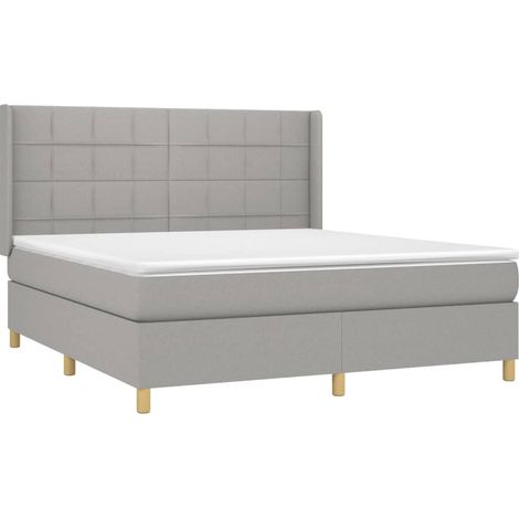 vidaXL Letto a Molle Materasso e LED Grigio Chiaro 180x200 cm Tessuto (1/5)