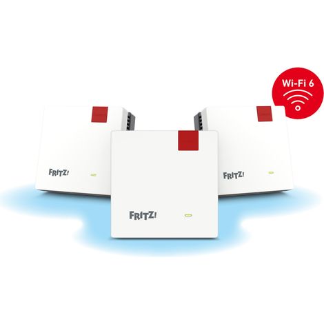 Mesh Set FRITZMESH SET 1600 3-PACK EDITION INTERNATIONAL Dual-Band (2,4 GHz/5 GHz) Wi-Fi 6 (802.11ax) Rot, Weiß Intern