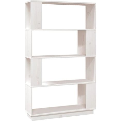 Étagère Bibliothèque en Bois Massif de Pin, Séparateur de Pièce Blanc 80x25x132 cm (1/5)