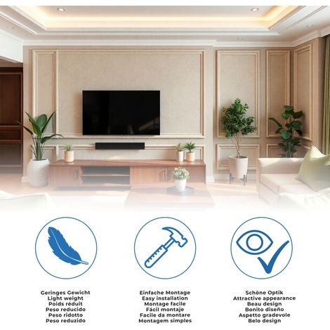PROVISTON Lichtleiste Indirekte Beleuchtung Deckenleiste 130 x 50 x 2000 mm Polyurethan Weiß Hochwertig Stuckleiste Modern Robust Langlebig Stoßfest 2 Meter