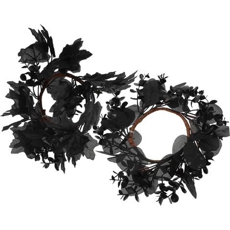 Fausse Couronne d'halloween Noire 2 Pièces en Fleur de Soie