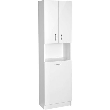 Aqualine Simplex Eco - Armadio con cestino 50x180x30 cm, bianco opaco SIME510 (1/5)