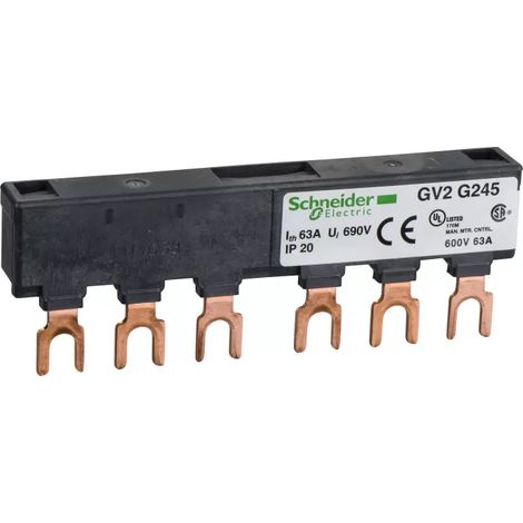 Schneider Electric Drehstrom-Sammelschienensystem, 63A, 2Abgangsstellen, 45mm Abstand GV2G245 (1/2)