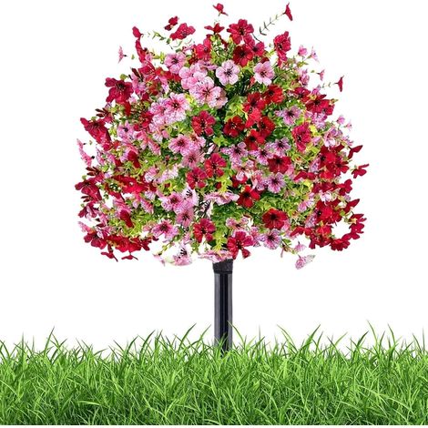 Faux Pétunias Réaliste 45 Cm Avec Piquet De Sol Décoration Porche Pétunias factices pour décoration extérieure pour cour jardin balcon paysage pots intérieur maison appartement (1/5)