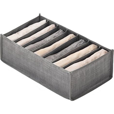 Grauer Schubladenorganizer aus Vliesstoff – Intelligente Sortierung für Unterwäsche, Socken, T-Shirts und Leggings – 3 Größen (S, M, L) – Mehrere Fächer – Praktische Aufbewahrungsbox (1/5)