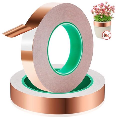 Ruban adhésif en cuivre pour la protection contre les interférences électromagnétiques, la réparation électronique et les escargots 20 mm x 20 m (2 pièces). (1/5)
