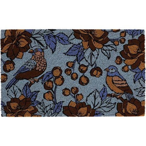 Esschert Desgin Türmatte Vintage Floral Blue blau 75 x 45 cm - Kokos & PVC