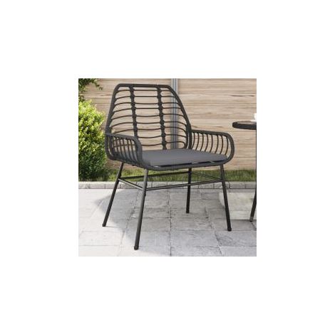 Chaises de jardin lot de 2 avec coussins noir résine tressée (1/5)