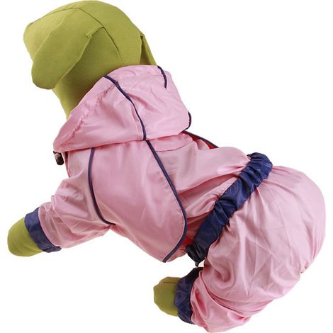Imperméable rose en PU pour animaux de compagnie (4 pattes), à capuche, pour chiens et chats (1/5)