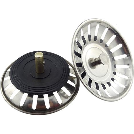 Filtre Évier - Passoire En Acier Inoxydable - Bouchon À Tige Sphérique Avec Joint Caoutchouc - Pour Éviers Cuisine - 2 Pièces