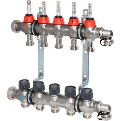 OVENTROP Verteiler Edelstahl 1'' für FBH 5 Kr.,m.Durchflusseinsätzen 0-5 l/min. 1406355