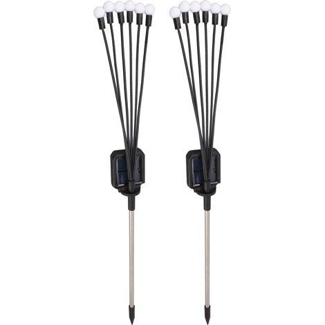 Lot de 2 lampes solaires de jardin à 6 LED, étanches IP65, pour l'aménagement paysager extérieur. (1/5)