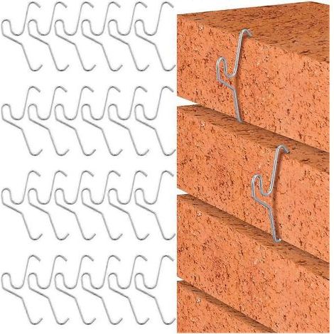Packung mit 24 Wandhaken für Ziegelsteine, 5,7 bis 6,2 cm hoch, zur Befestigung von Drähten und Kränzen im Außenbereich. (1/5)