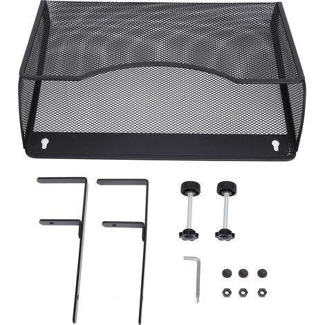 Hanging Desk Organizer Adjustable Carbon Steel and PP Desk Side Storage Organizer for Office Black (1/5)