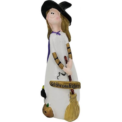 Décoration de sorcière en résine pour Halloween - Statues de sorcières avec chapeau noir - Ornements artisanaux pour la maison, la chambre, l'ordinateur ou le bureau (1/5)