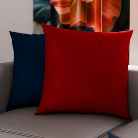 Lot de 2 Taies d'oreiller de Lit 35x35 cm, Housses de Coussin Unies Double Face Bordeaux et Bleu, Taie Oreiller 100% Microfibre, Fabriqué en Italie (1/3)
