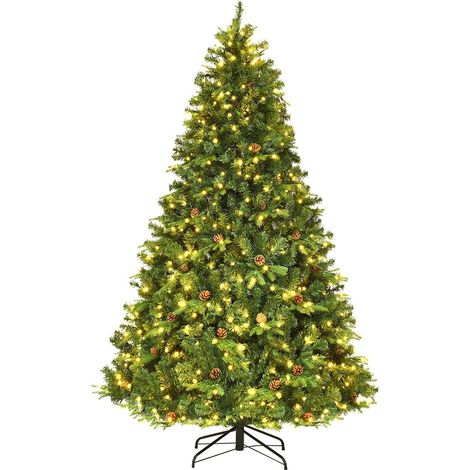 Sapin de Noël artificiel avec lumières LED, vert, 225 cm