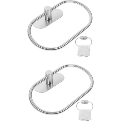 Juego de 2 anillas para toallas de acero inoxidable para montaje en pared (no requiere perforación)