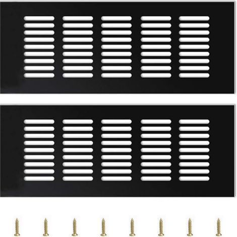 Lot de 2 Grille de ventilation, Aluminium, Réglable, Noir, Extérieur (1/5)