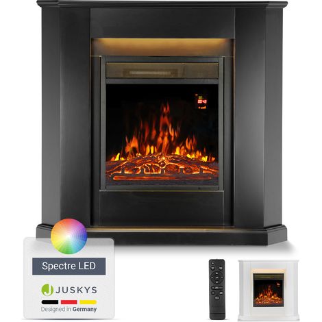 Juskys – Cheminée électrique 1000/2000 W – Effet de flammes réaliste – Éclairage LED 13 couleurs – Télécommande – Pour espaces confinés