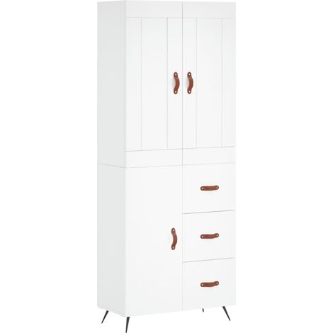 Maison Exclusive - Buffet haut Blanc 69,5x34x180 cm Bois d'ingénierie (1/5)