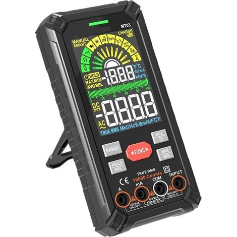 Multimètre Intelligent Rechargeable MT03 10000 Points Plage Automatique Ture RMS 1000 V 10 A Testeur Ohm Hz Capacité NCV Multimètre numérique (1/5)
