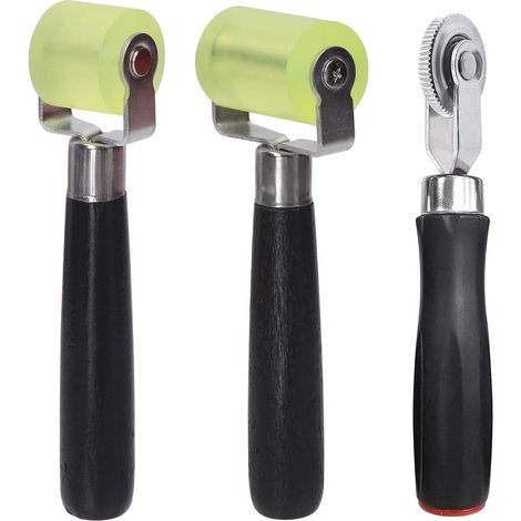 Lot de 3 rouleaux presseurs, 2 rouleaux en caoutchouc + 1 rouleau de réparation de pneus, rouleau de tapisserie pour voiture, rouleau presseur d'insonorisation, outil rouleau presseur manuel (1/5)