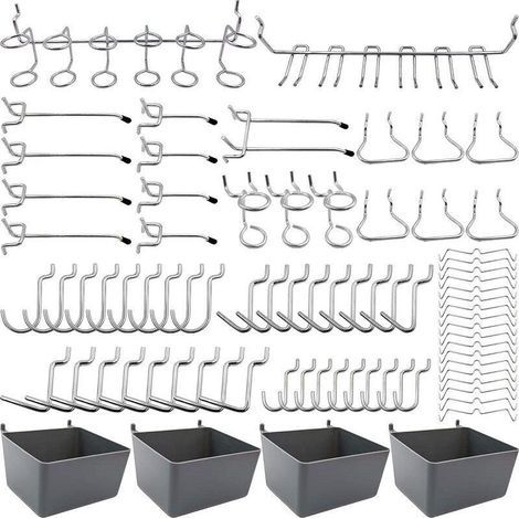 Porte-outils de Crochets pour Panneaux Perforés avec Bacs, Verrous à Chevilles, pour Organiser Divers Outils, 80 pièces, Ensoleillé (1/5)