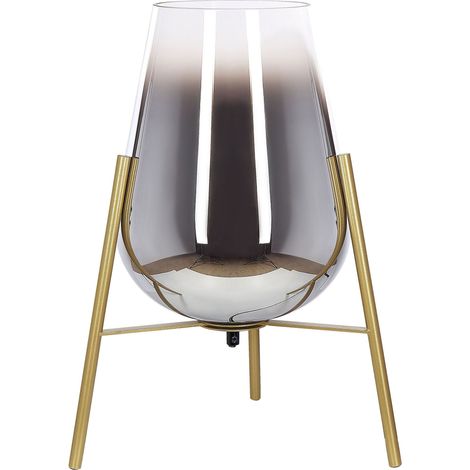 Lampada da tavolo in acciaio e vetro color oro 44 cm Mena