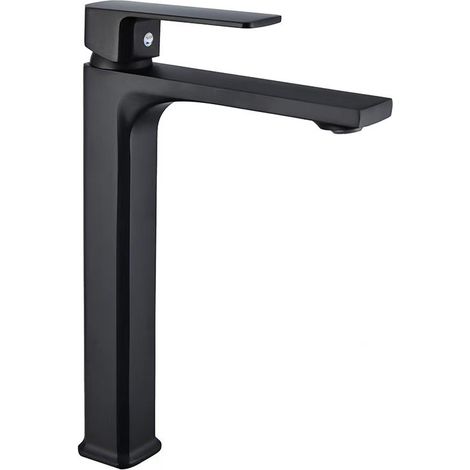 Brass alloy hot and cold water basin faucet, bathroom vanity, single-hole washbasin/washbasin splash-proof faucet - black tall model