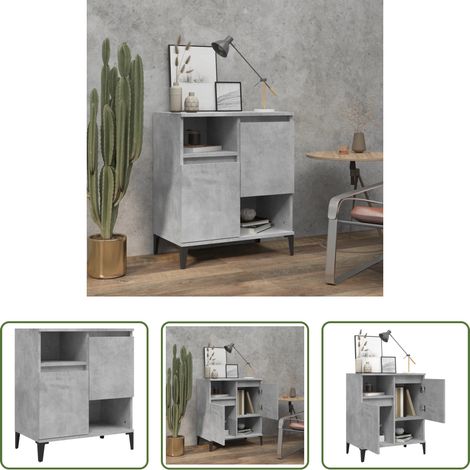 vidaXL Meuble buffet - Buffet Gris béton 60x35x70 cm Bois d'ingénierie (1/5)