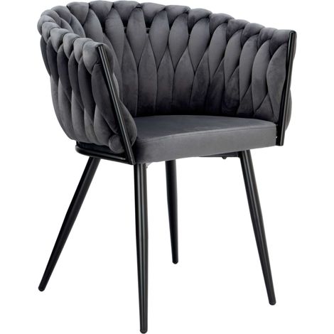 Silla de terciopelo tejido COFTON Black VELVET color grafito