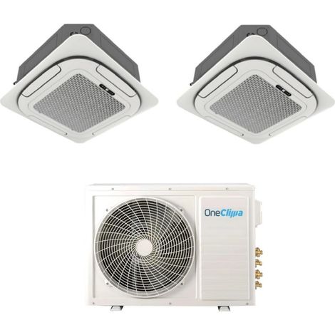 Condizionatore OneClima Dual Split Cassetta 4 Vie 18+18 con MLT27x3/Y24 R-32 Wi-Fi Optional Griglia Inclusa e Telecomando di Serie (1/2)